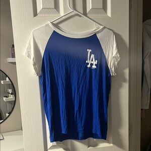 LA Blue and White Raglan Tee
